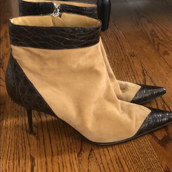 DOLCE & GABBANA sz 38. Suede and Croc Brown Boots - Picture 2 of 8